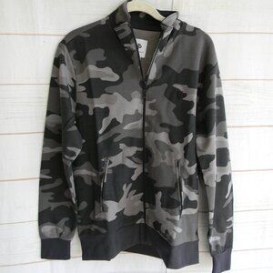 NWT FLINT PARK MEN'S BLACK/GRAY CAMO SOFT KNIT ZIP JACKET SZ M TENNIS COURT
